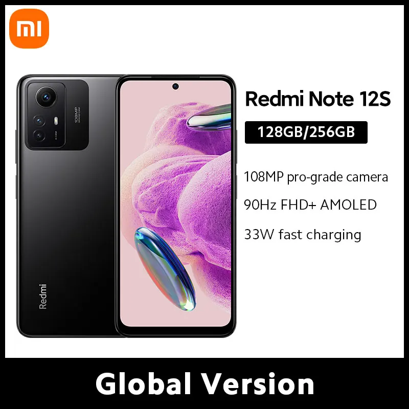 Xiaomi redmi Note 12S สมาร์ทโฟน128GB/256GB G96 MTK Helio 6.43 "AMOLED dotdisplay 5000mAh กล้อง108MP