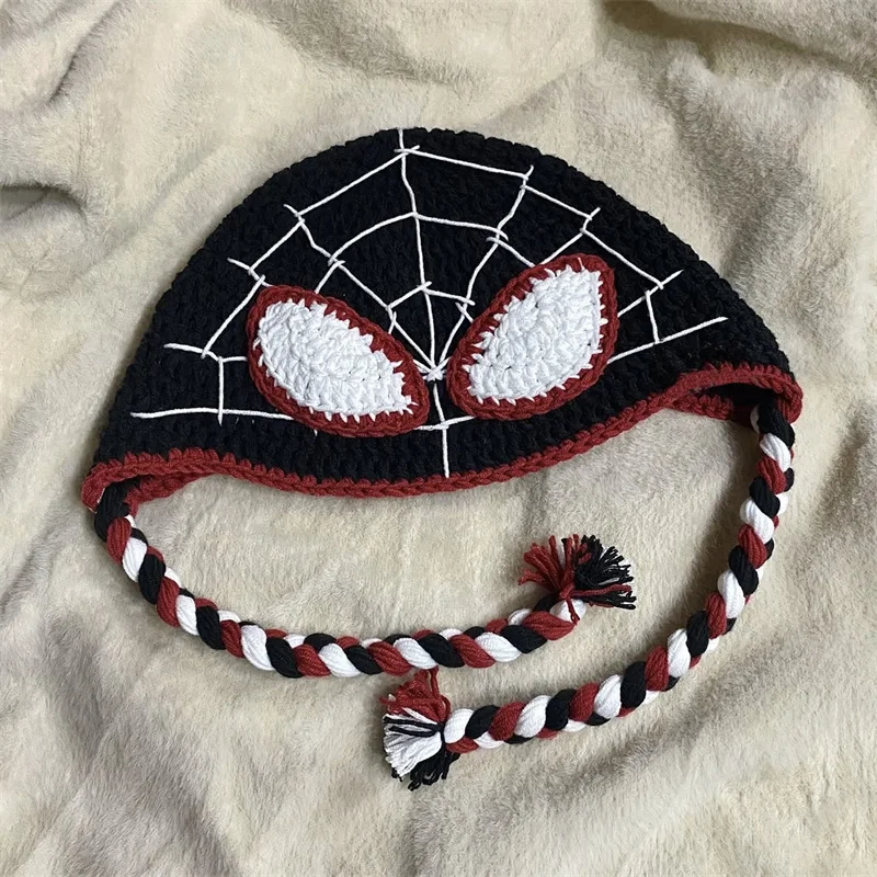 New Hot-Selling Cross-Border Style Spiderweb Decoration hand knitting hat Cool Big-Eyed Cartoon Fun Spider Hat