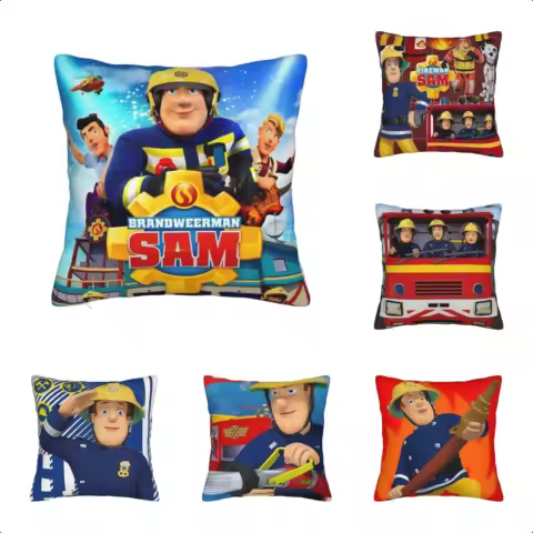Fireman Sam Square Pillow Case British Children Television Cushion Covers Funny Polyester Decorative Pillowcase for Car 18"