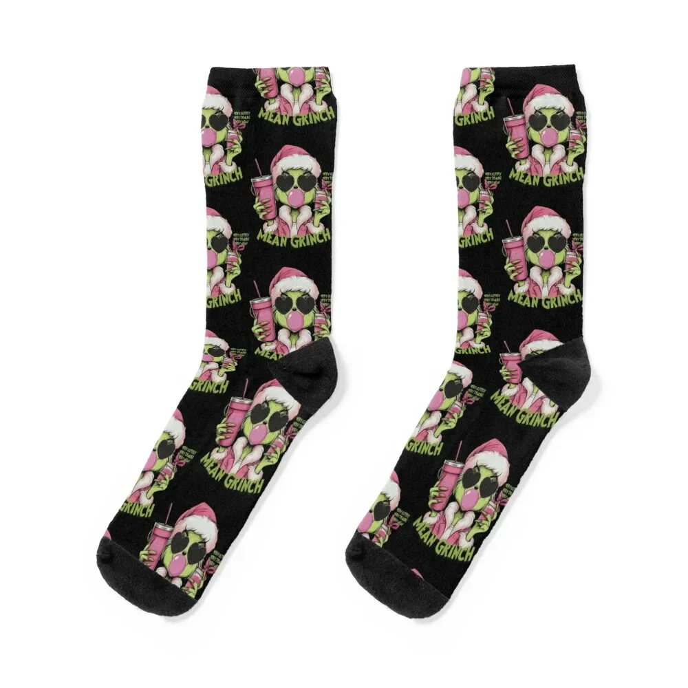 

Mean Grinch Christmas Very Demure Socks custom Stockings compression colored New year's Socks Girl Men's