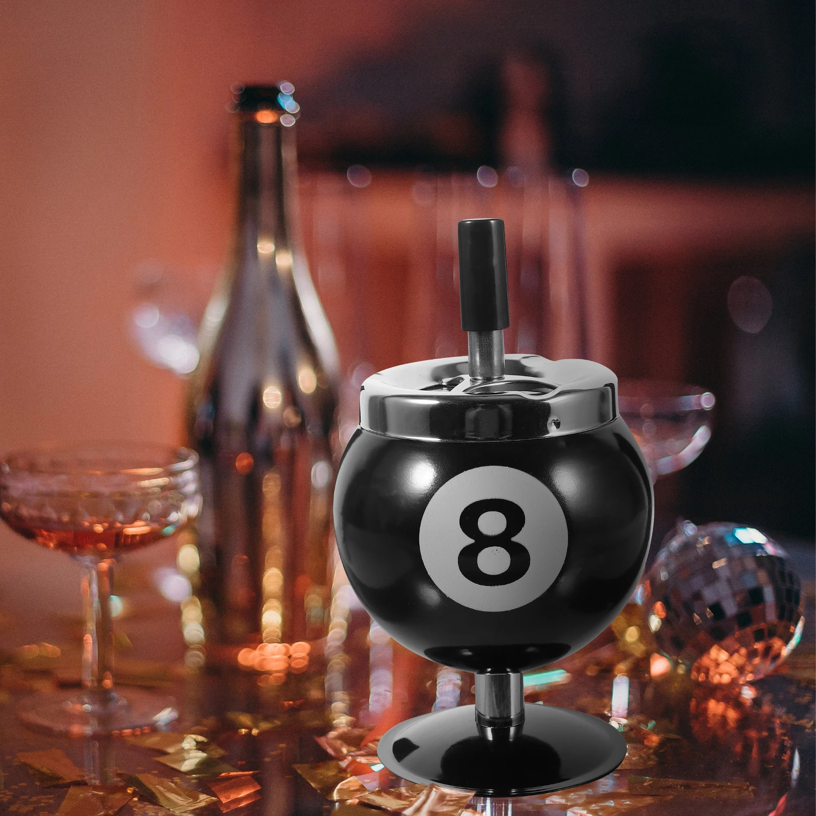 

Billiard Ashtray Black Metal Large Capacity Rotating Cigarette Ashtray for Home Office Stainless Steel Tabletop Ashtrays Easy