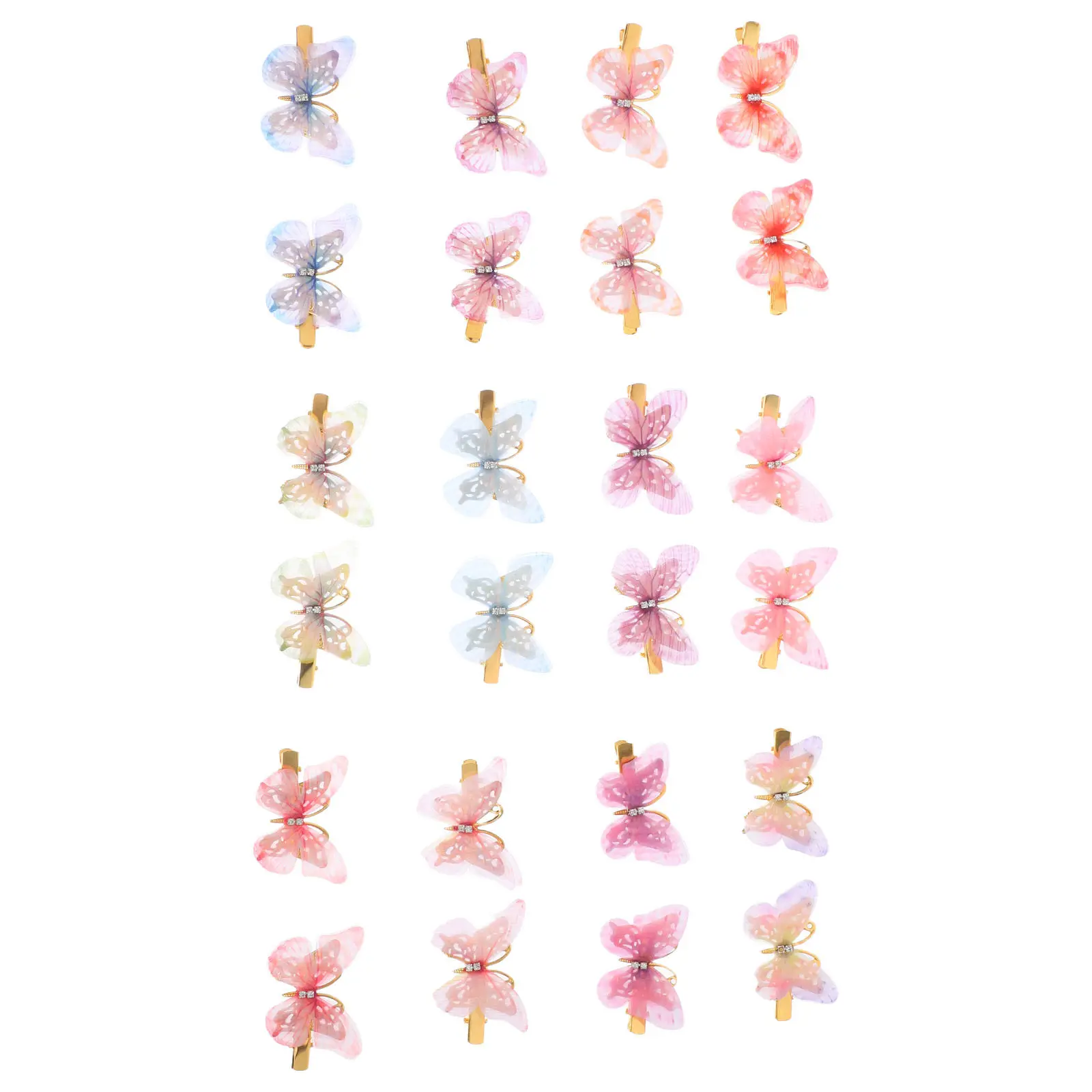 

24Pcs Butterfly Hair Clips for Kids Girls Lightweight Metal Hairpins Strong Grip Bangs Side Hair Hold Elegant Romantic Party
