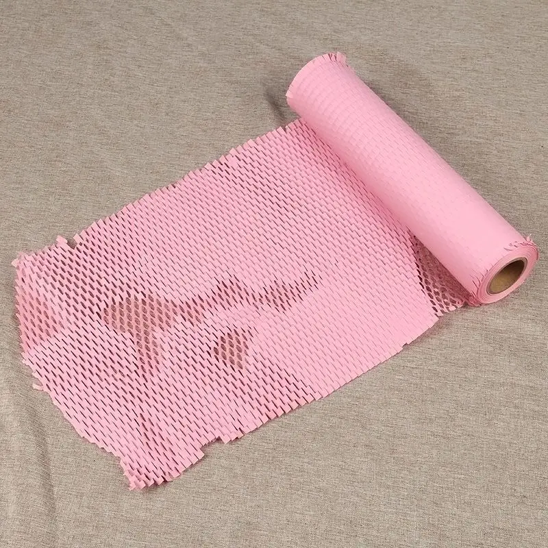 Pink Honeycomb Wrapping Paper 30cmx6m Recycling Pad Wrapping Roller Environmental Protection Transport Mobile Packaging Bouquet