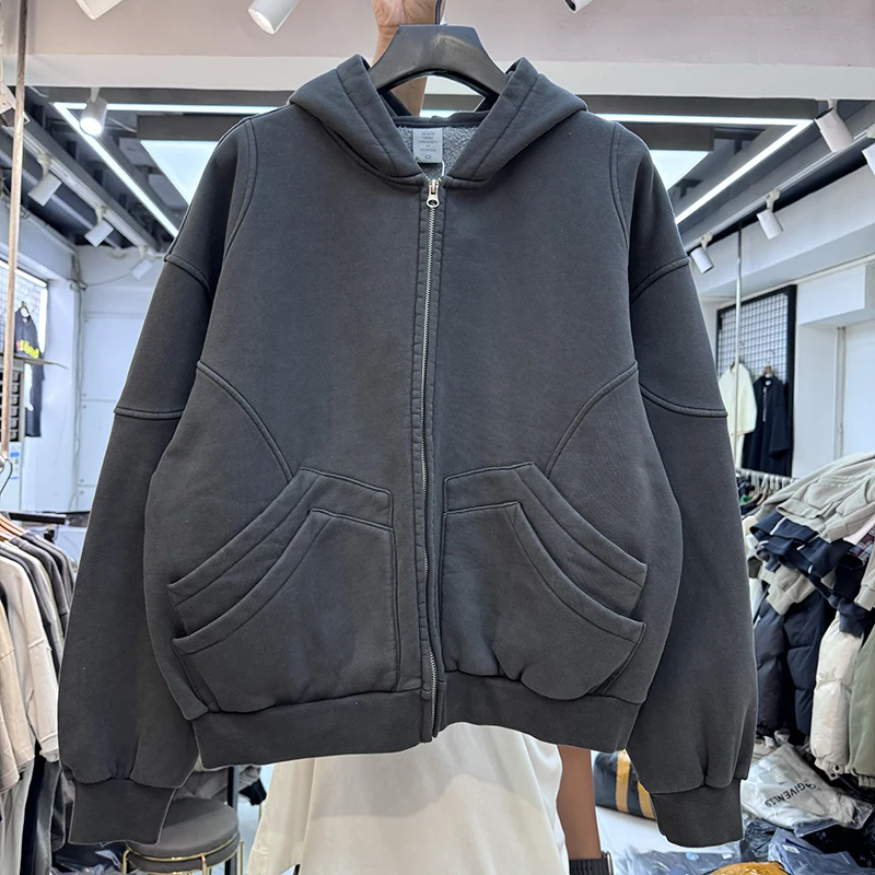 

Зимняя модная толстовка-худи американского бренда с флисовой подкладкой, цветными вставками, свободного кроя, в стиле хип-хоп, на молнии, для подростков