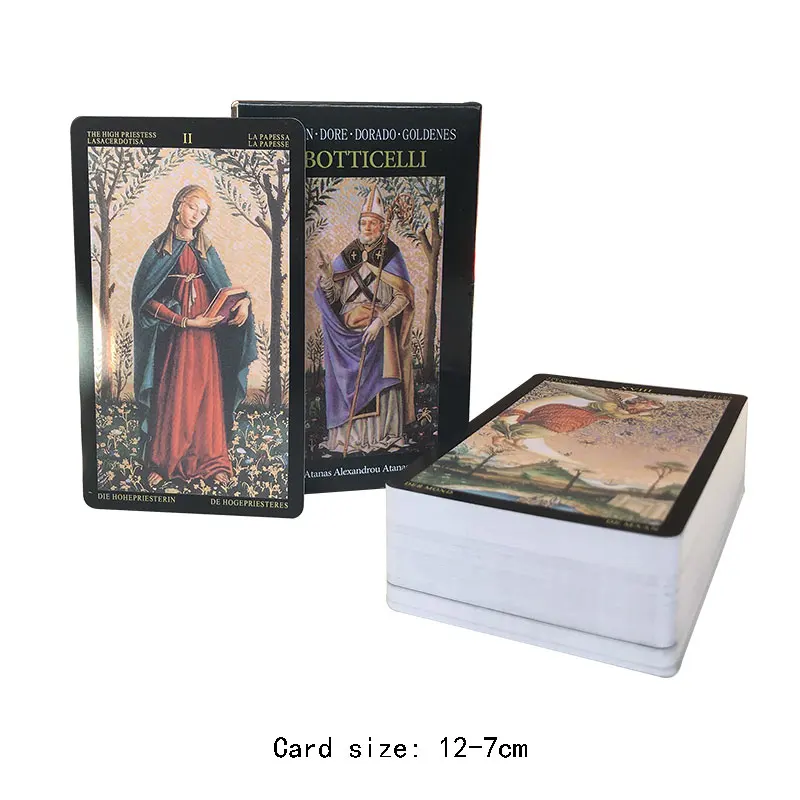 Golden Botticelli Tarot Leisure Entertainment Game Card family gatherings Tarot Card Brochure Guide 12 * 7CM Tarot