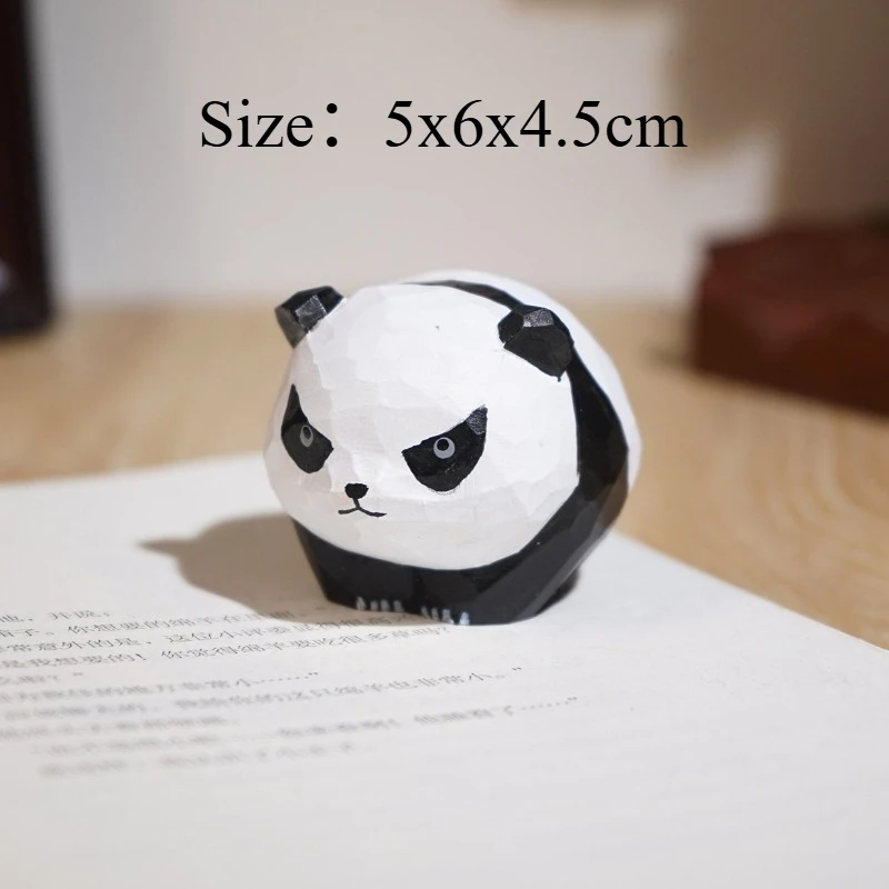 Handmade Wooden Round Panda Ornament Cute Healing Stress Relief Office Desk Home Decoration Accessory Lovely Animal Miniatures