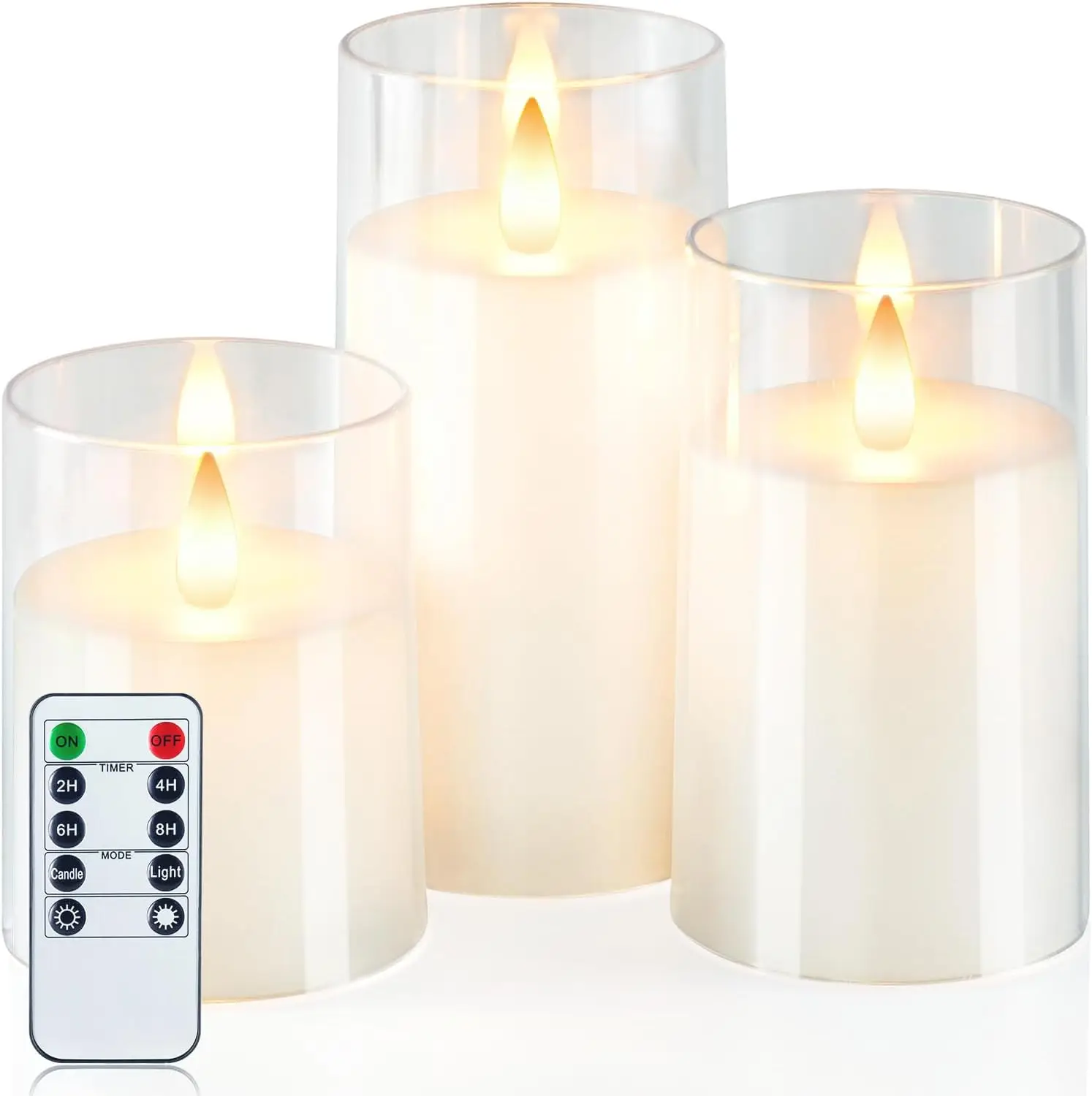 

Реалистичные мерцающие светодиодные свечи с пультом ДУ и таймером, набор из 3 штук для домашнего рождественского декора