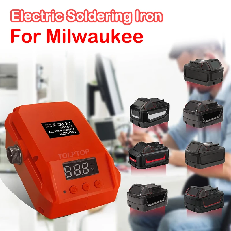 

Wireless Electric Soldering Iron for Milwaukee 18VBattery with Stand Digital Temperature Adjustable Soldering Station DIY Repair