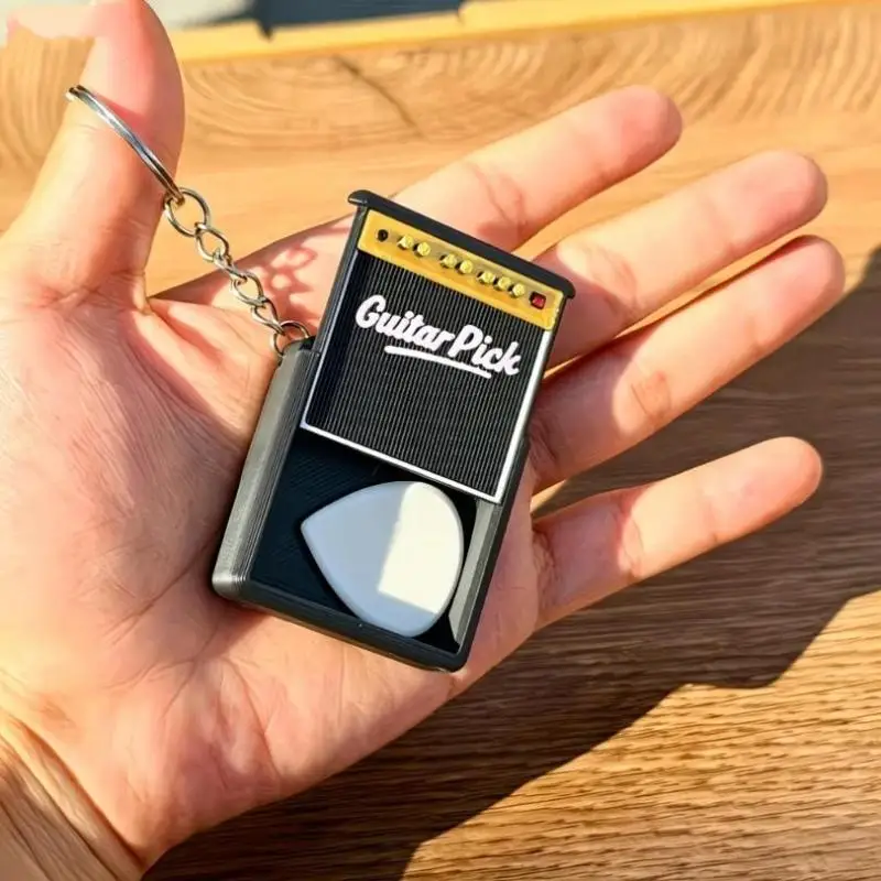 Keychain Guitar Pick Holder Box Portable Storage for 3 to 5 Picks Perfect for Traveling and Practice Sessions