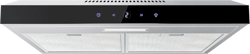 campana extractora bajo mueble 60cm, extracción y recirculación 3 niveles, carbón activo, control por pantalla táctil