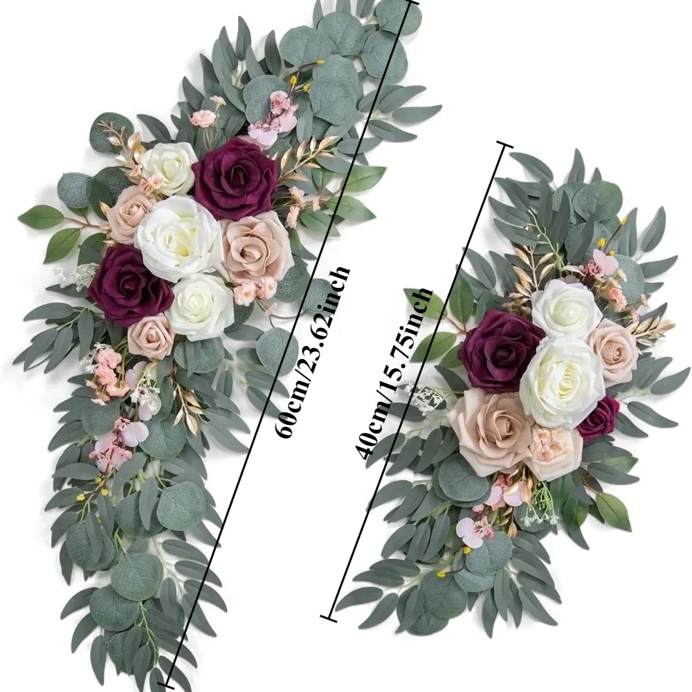 Romantische weiße künstliche Hochzeitsblumen, künstliche Bogenblumen, künstlicher Hochzeitsbogen, Blumen-Set, Hochzeit, Willkommensschild, Dekor – Detail 34