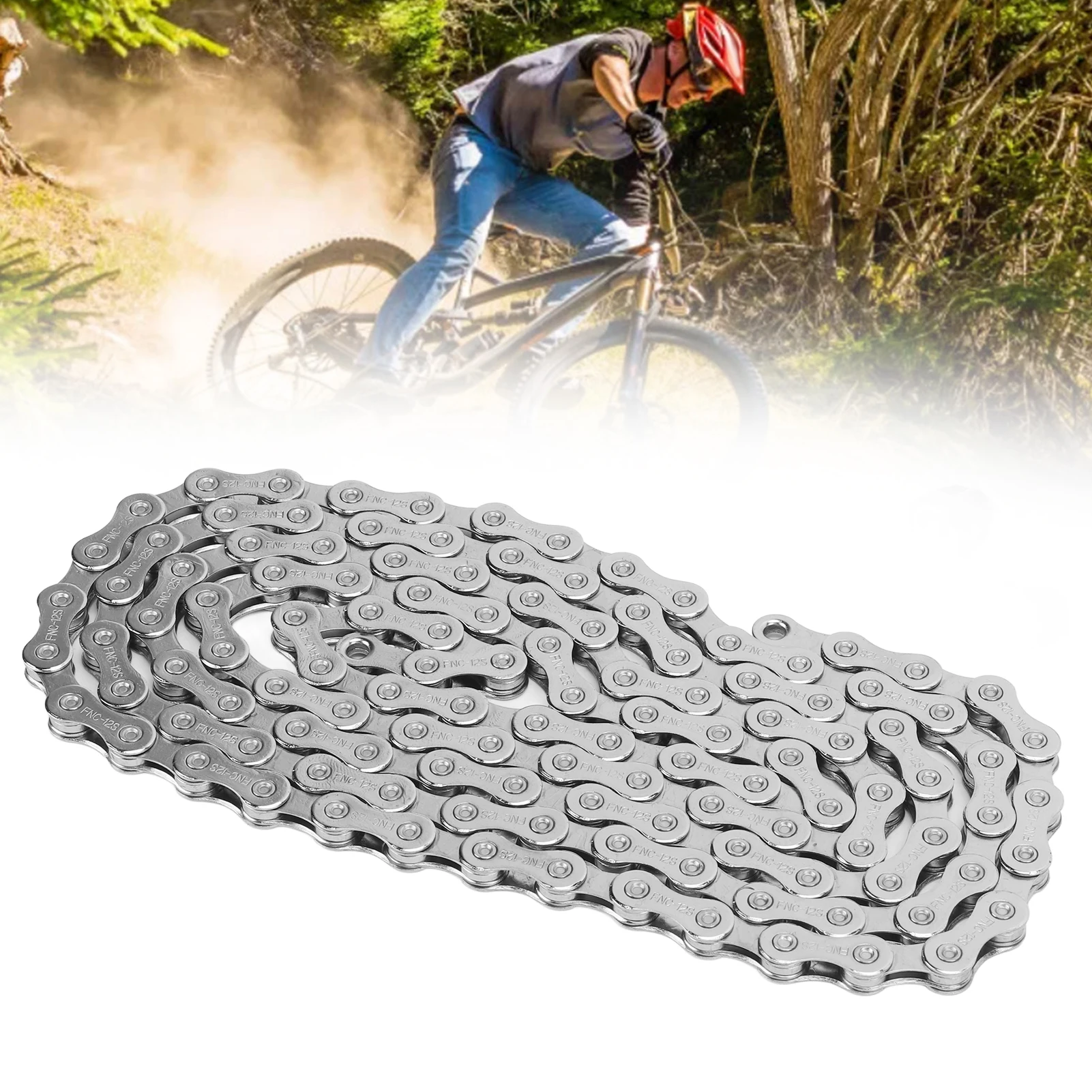 

Велосипедная цепь, 12-скоростная велосипедная цепь, легкая полая цепь 126 звеньев для шоссейного горного велосипеда, 126 звеньев, горный велосипед