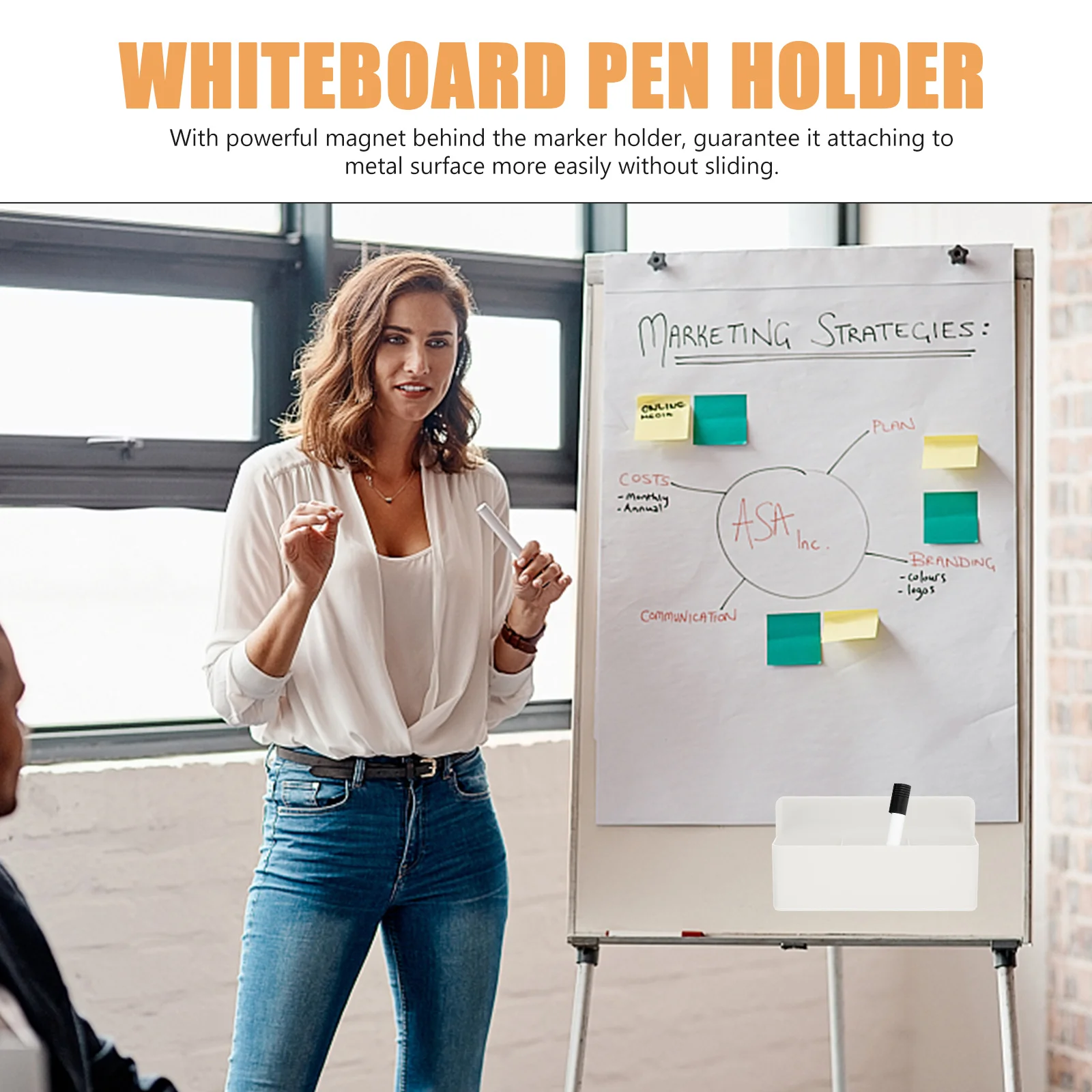 

Magnetic Storage Box For Stationery Organizer Strong Magnet Back Dry Erase Marker Holder Pencil Pen Container Whiteboard