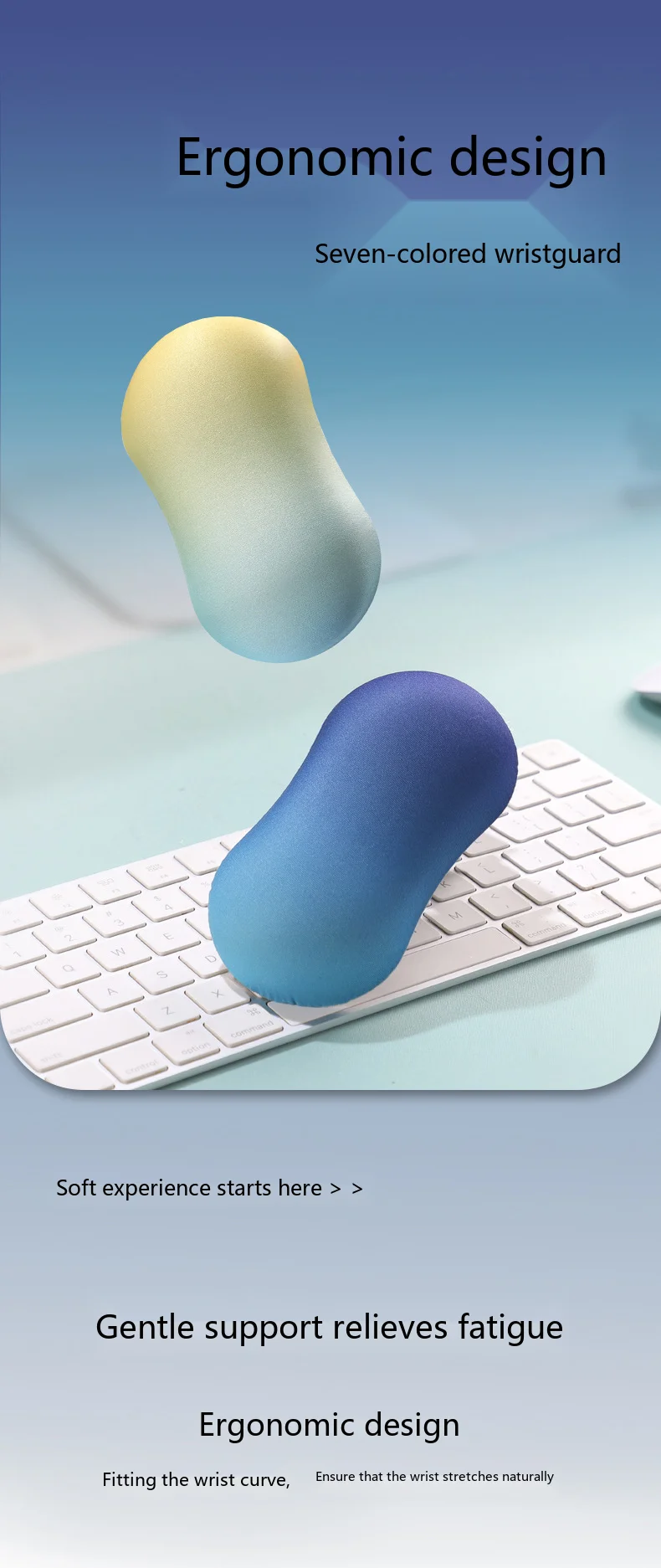 Boho Color Block Handgelenkauflage Mauspad Ergonomische Schreibtischunterlage für Büro und Gaming 12 Leuchtende Farboptionen – Detail 2