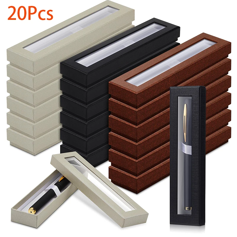 20 шт., пустая подарочная коробка для ручек с прозрачной крышкой, витрина для ручек, подарочная коробка для карандашей, картонная коробка с подушкой, шариковая ручка, подарочная коробка для ювелирных изделий