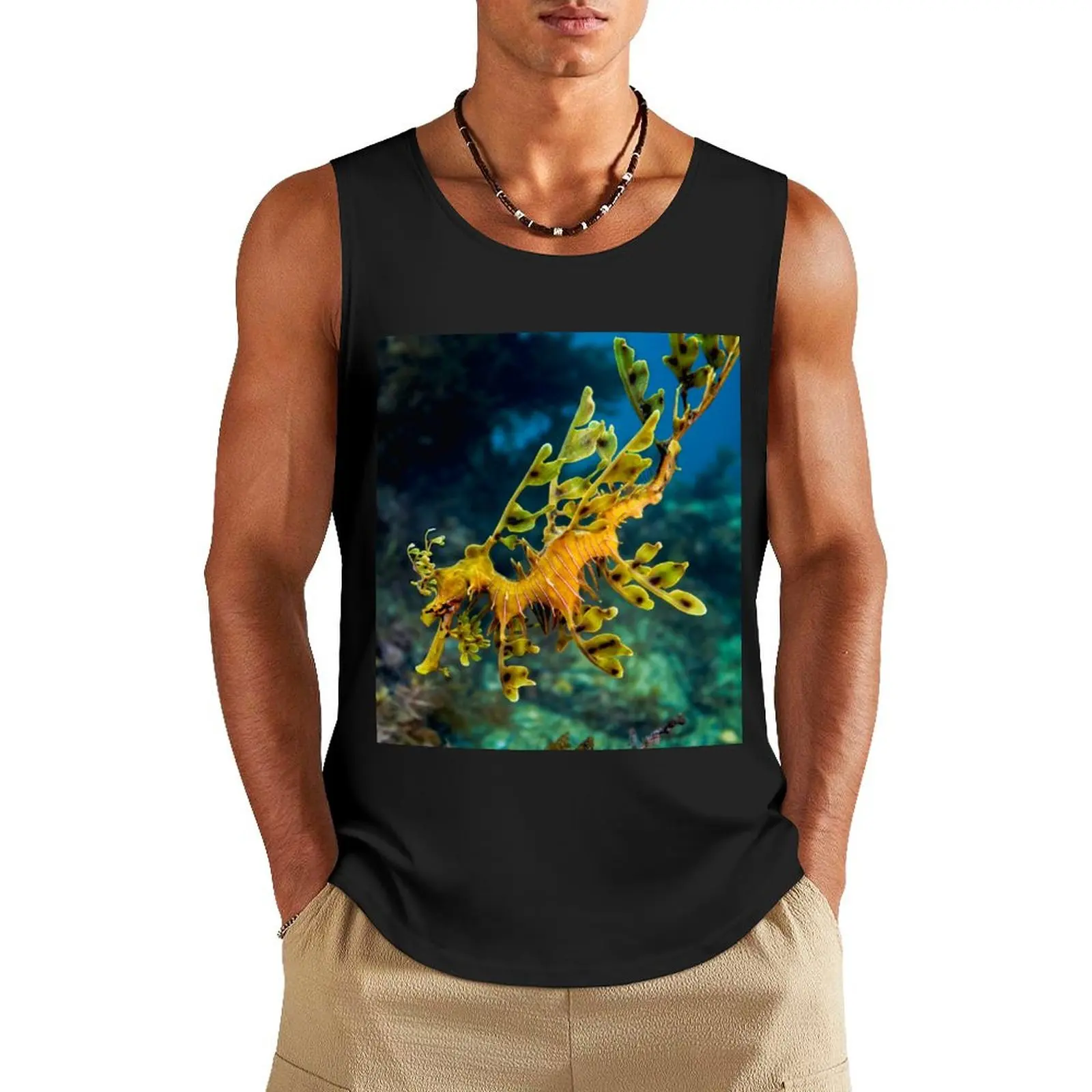 

Leafy Dragon Tank Top Body man Man gym clothes Men's summer clothes