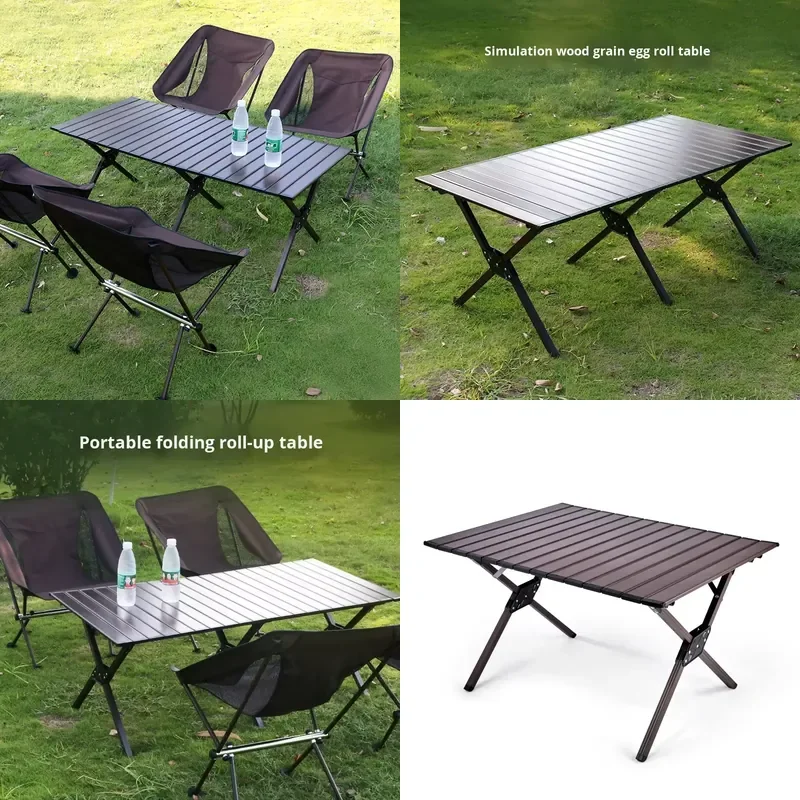 

Aluminum Alloy Outdoor Folding Picnic Table with Storage Portable Egg Roll Table