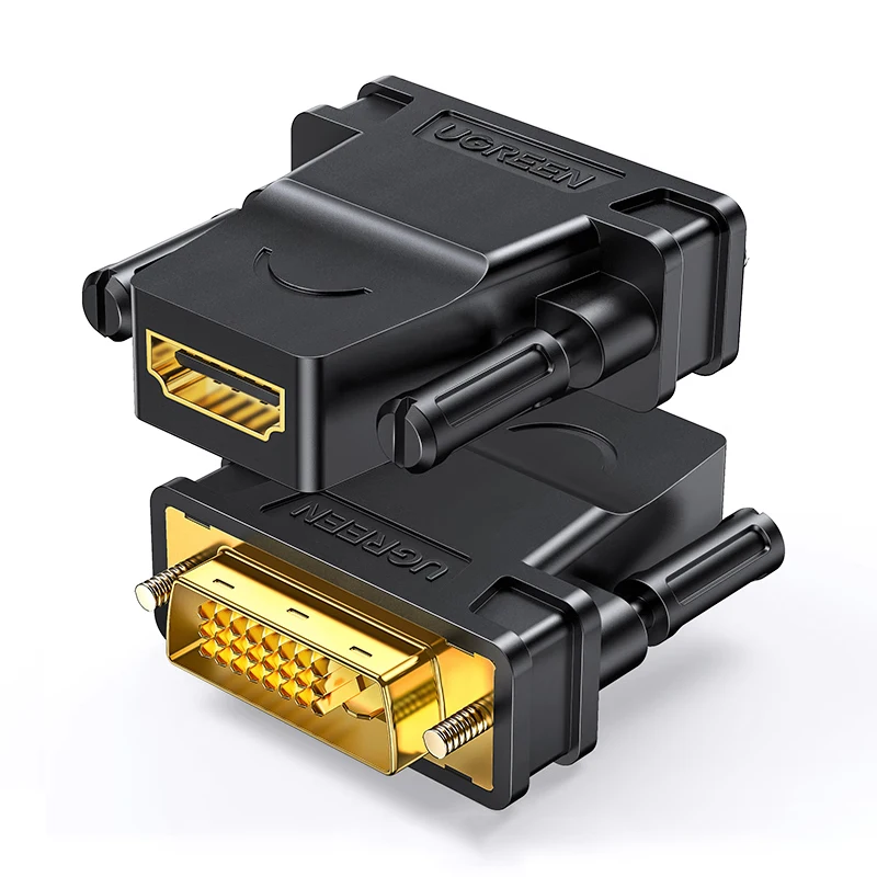 UGREEN DVI 24+1 to HD-MI アダプター 双方向 オス-メス DVI コンバーター DVI-D 24+1オス to HD-MI メス 高速アダプター