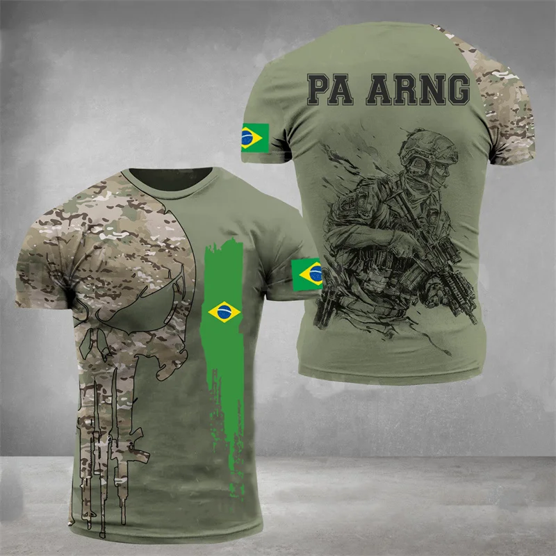 Brazil Flag Men's T-Shirt 3D Print Brazilian T Shirt Summer Oversized Jersey Camo Short Sleeve Sports Tactical Tee Tops Clothes