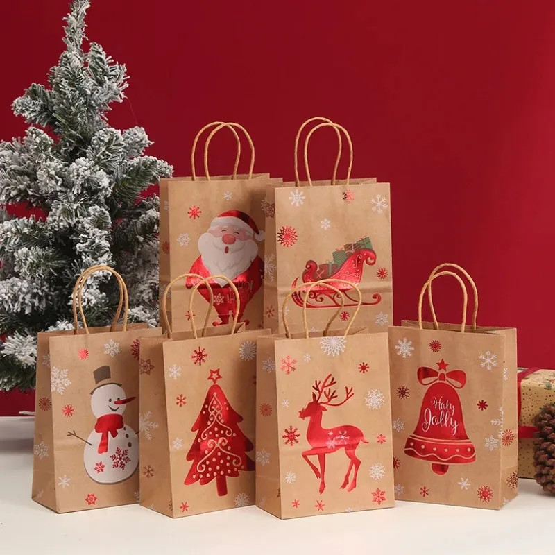 

20PCS Kraft Paper Christmas Gift Bags with Handles – Present Packaging for Snacks, Candy, Bread | Eco-Friendly, DIY