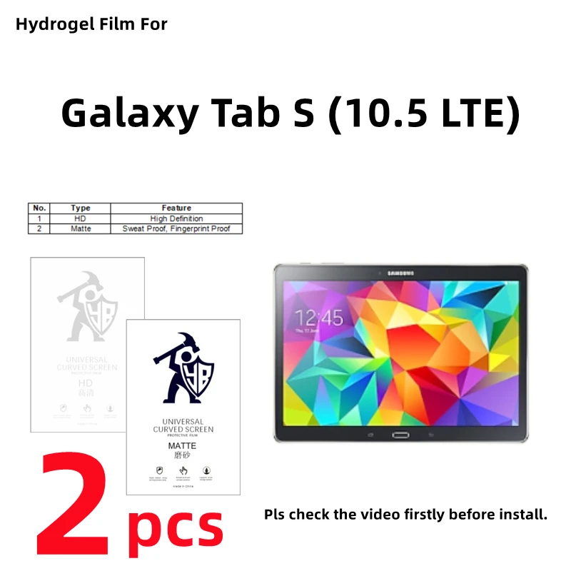 

2pcs HD Hydrogel Film For Samsung Galaxy Tab S 10.5 LTE Matte Screen Protector For Galaxy Galaxy Tab S Clear/Frosted Full Cover