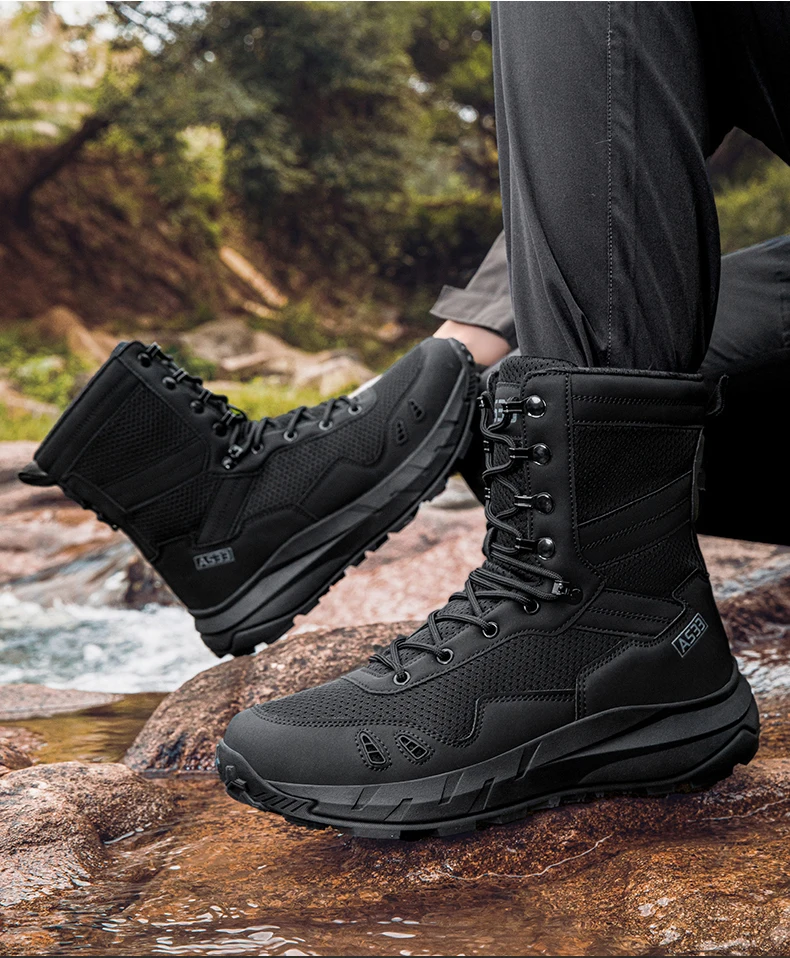 Neue taktische Stiefel für Herren, atmungsaktiv, wasserdicht, ultraleicht, für den Außenbereich, für Herren, Armee-Stiefel, schnelle Reaktion, Schnürung, Sicherheitsarbeit – Detail 36