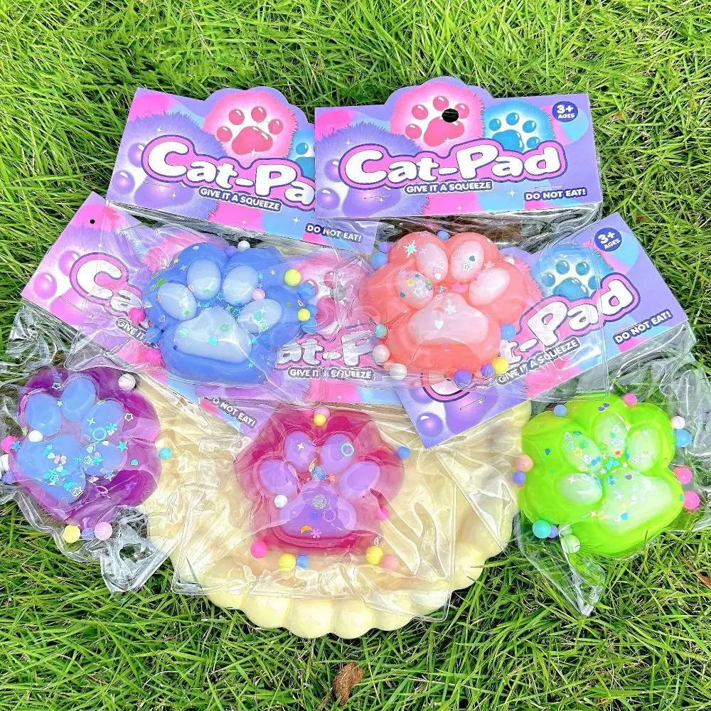 Quick Recovery TPR Cat Paw Slow Rebound Toy Pearl Bow Squeeze Cat Paw Creative Soft Cat Claw Pinch Toy Unique Gift