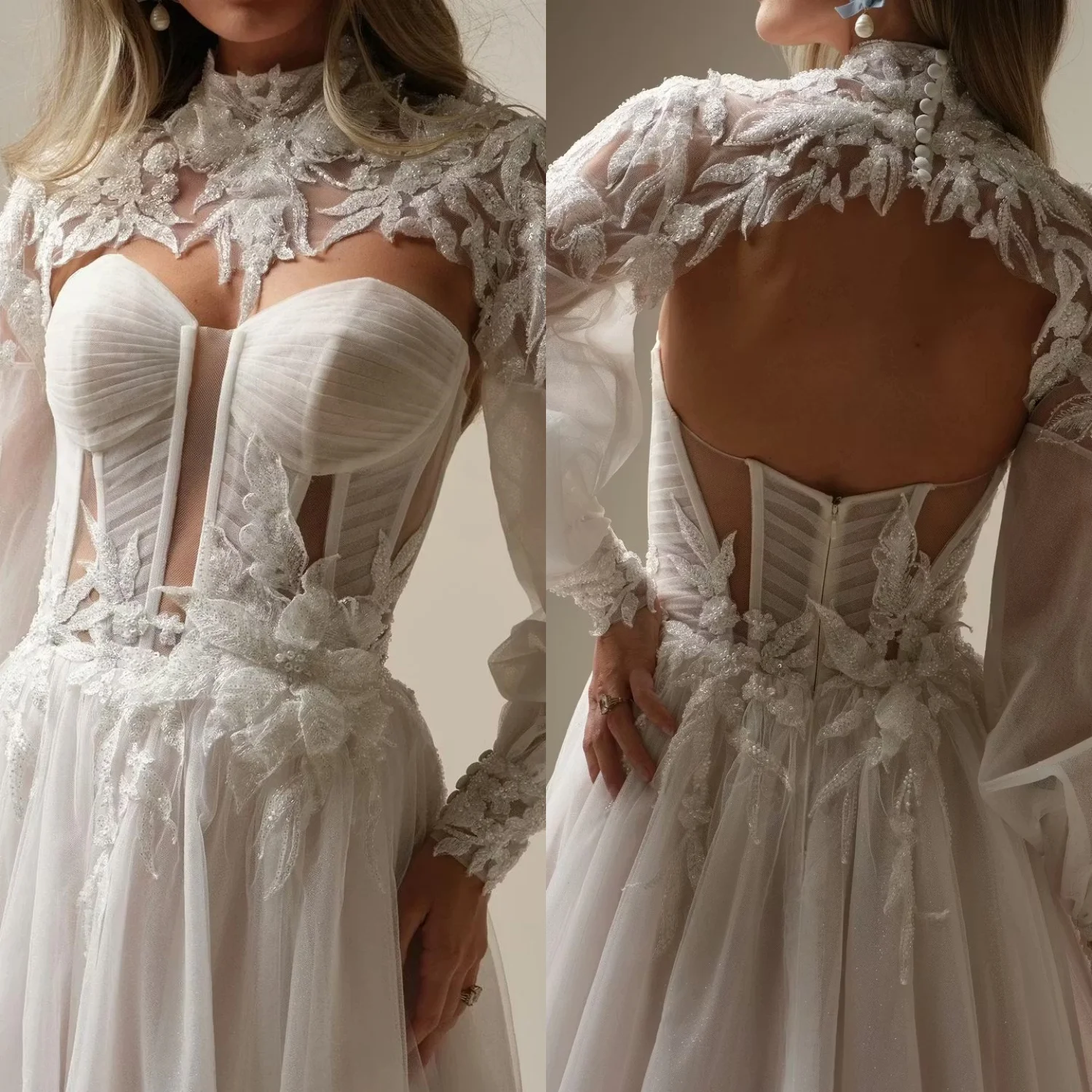 bolero-de-mariage-en-dentelle-boheme-col-montant-manches-longues-bouffantes-sequins-et-appliques-veste-de-mariee-dos-nu-pour-mariee-fetes-et-evenements-personnalisable
