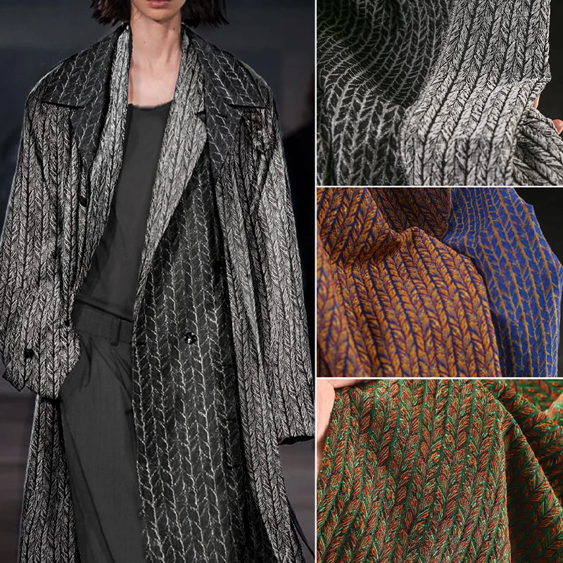 

National Style Creative Jacquard Fabric for Outerwear Bag Fashion Clothing Designer DIY Sewing 3D Wheat Ear Braid Texture Fabric
