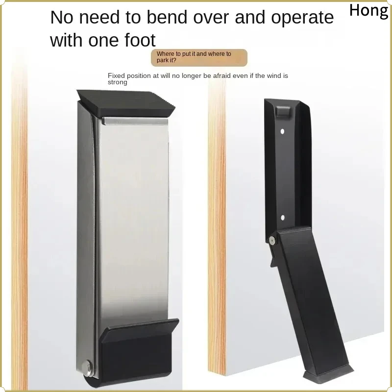 No Drilling Heightened Stainless Steel Foldable Door Stopper Punch-free Non-slip Door Holder Portable Retractable Door Stop