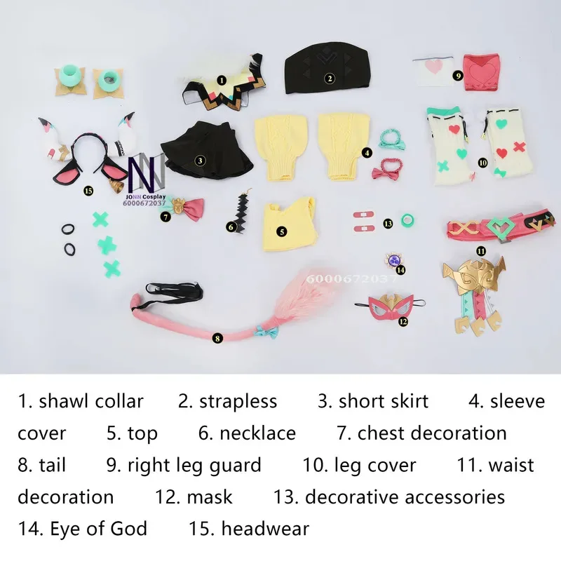 Juego popular Genshin Impact Varesa disfraz de Cosplay Anime nuevo ropa bonita de alta calidad falda máscara peluca para niñas mujeres traje de juego de rol