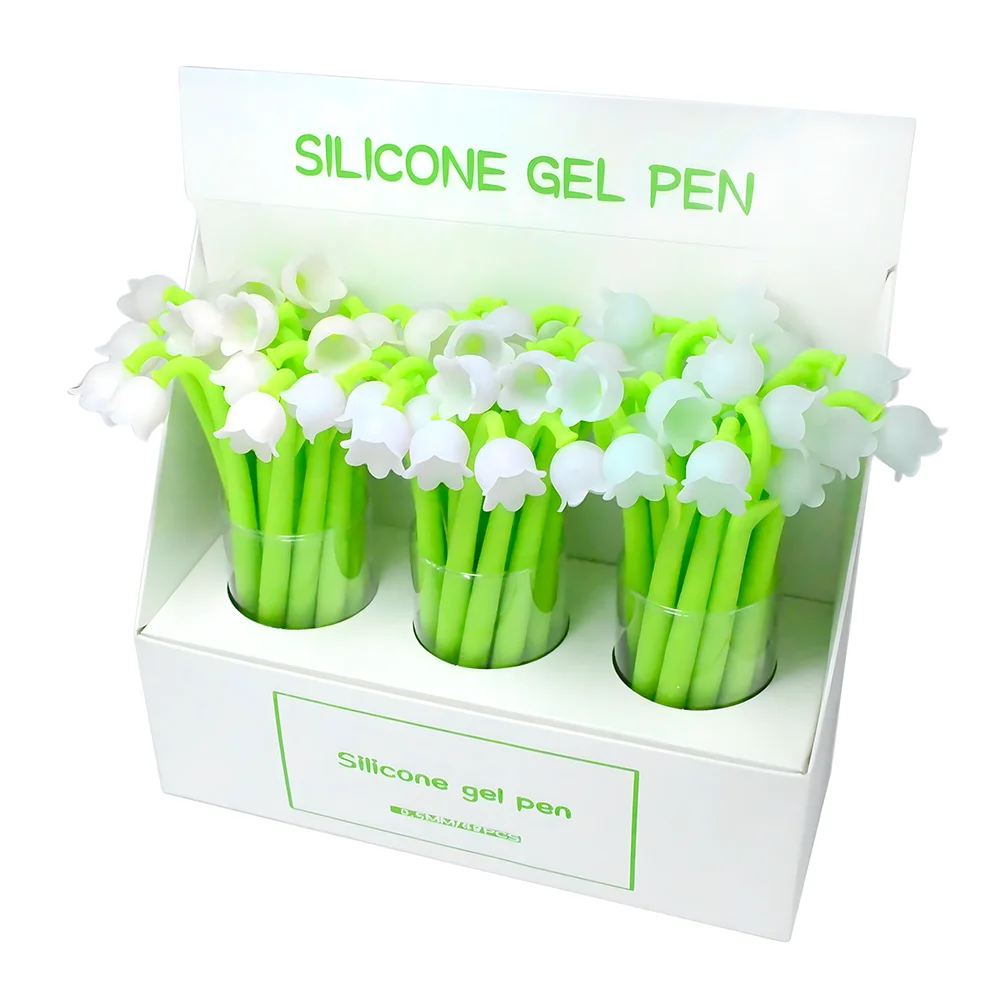 Korean Cute Valley Lily Flower Pens Kawaii Funny Gel Pen Writing Cool School Fancy Kids Girls Stationery Ballpoint Office Supply