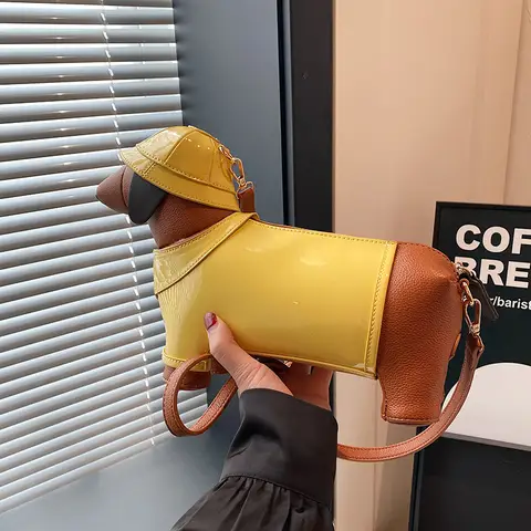 Söt hundformad design kvinnor axelväskor nyhet rolig tax crossbody-väska kreativ designer lyxig pu-läder kväll 10 best sales roliga handväskor - №10