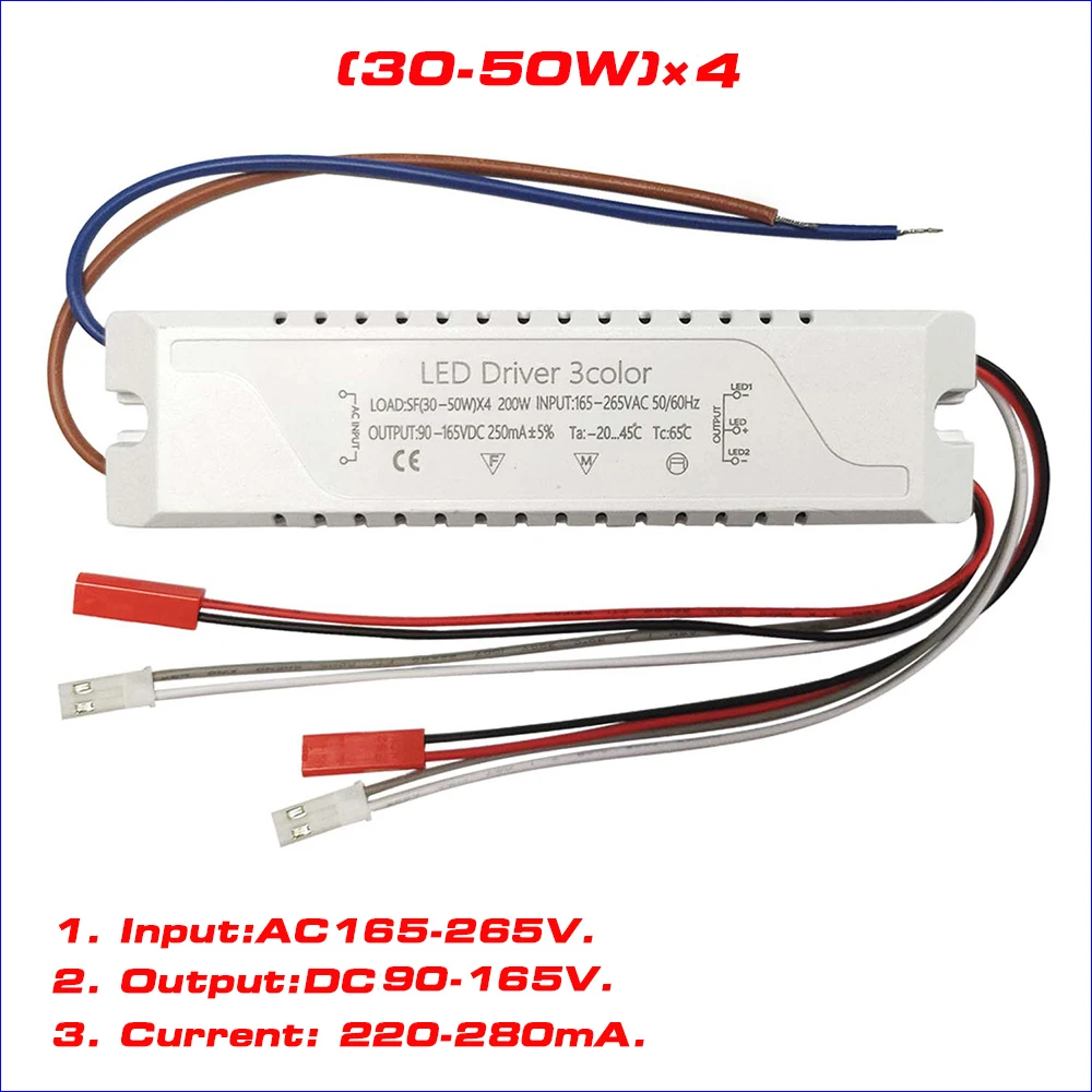 Imagem -05 - Teto Fonte de Alimentação Led Driver Cor Dupla Transformadores de Iluminação 220ma 2040w 4060w Smd Pcb ac 165265v