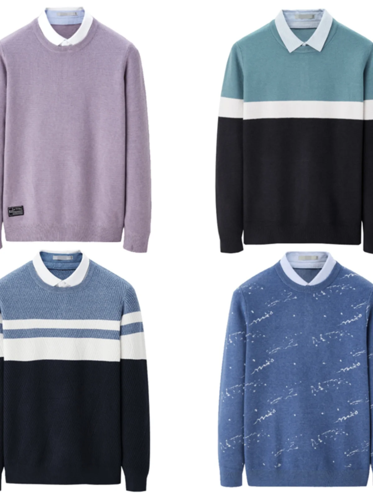 

Мужской повседневный вязаный свитер Thiened, осень-зима, длинный воротник Sve irt, искусственный двухсекционный трикотаж, мягкий полиэстер, нейлоновая смесь