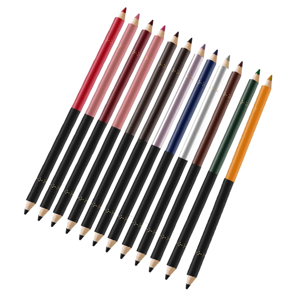 12Pcs Waterproof Lip Liner Set Matte Long Lasting Eyeliner Pencil Natural Durable Colorful Eye Makeup Tool Eye Makeup Pen