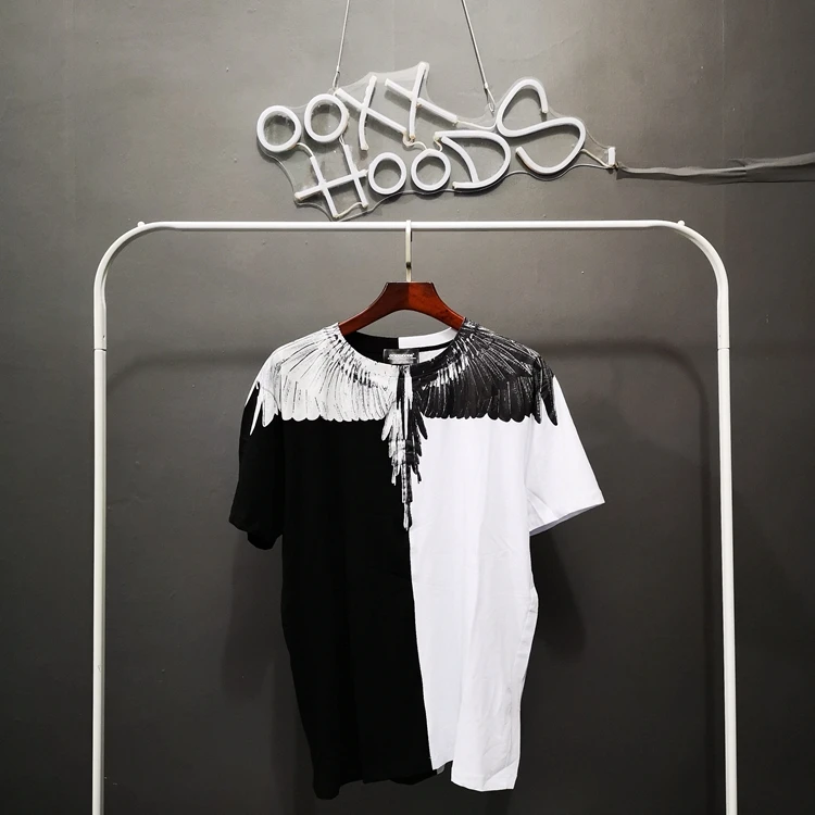

Fashionable Short Sleeve T-Shirt with Winged Eagle Design Simple Yet Stylish Hong Kong Style Print Youthful Trendy Casual Wear