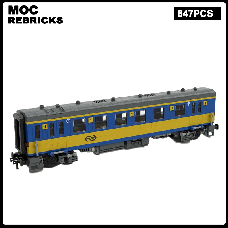 City Railway Dutch NS Koploper Passenger Train Locomotive Building Blocks 2 Class  Carriage Assembly Model Bricks Toys Kid Gifts