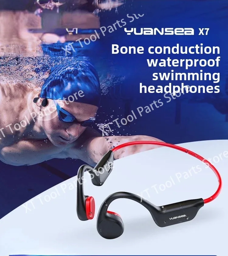 2024 New X7 Bone Conduction Bluetooth Headset Running Sports Swimming Waterproof Special Genuine Non-in-ear Wireless