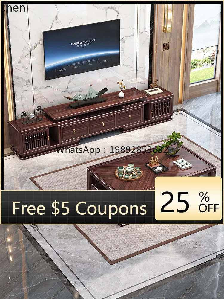 

U2 ebony solid wood TV cabinet combination furniture coffee table table