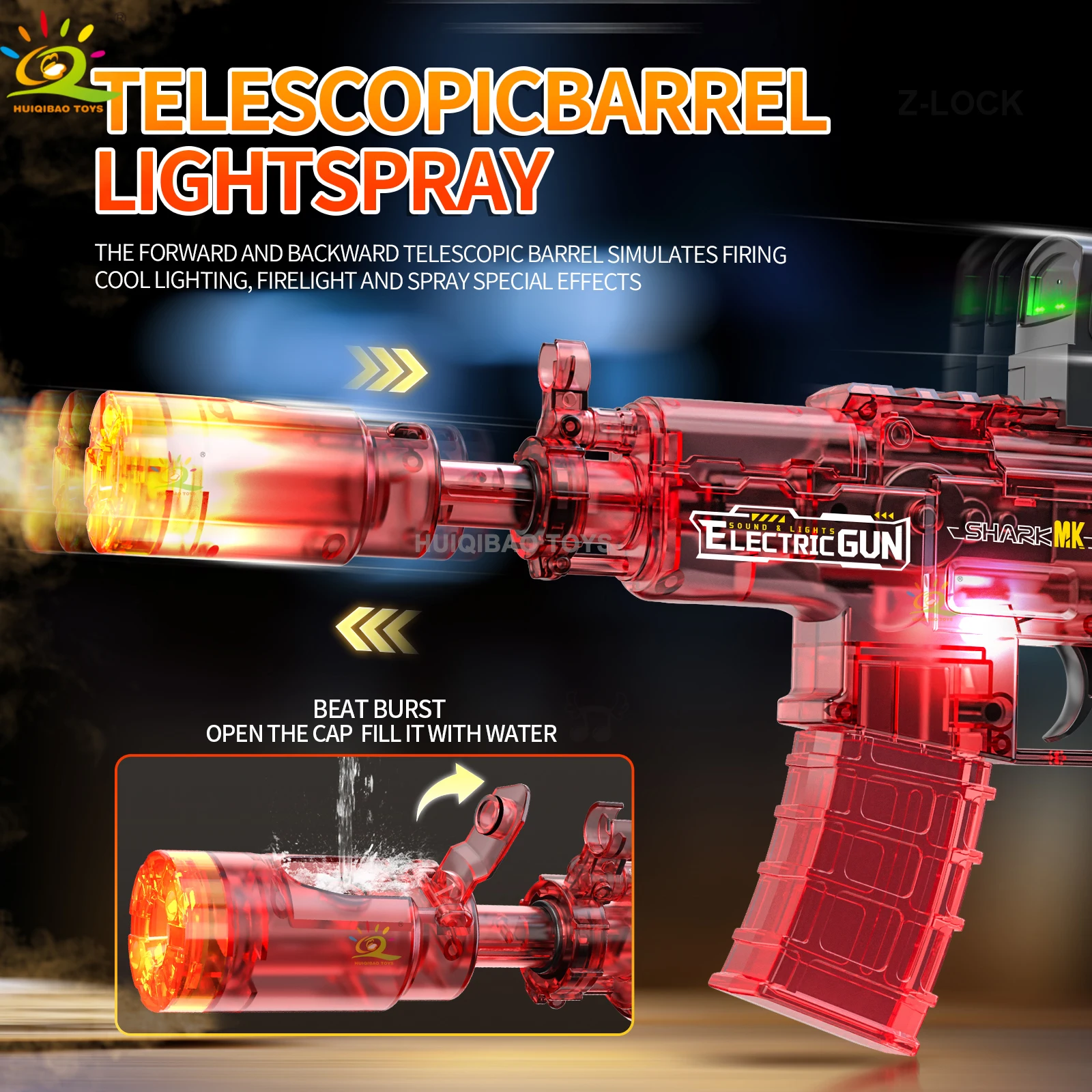 Ak spray elétrico interativo som e luz arma de brinquedo led luz vibração arma submetralhadora brinquedo do menino presente aniversário