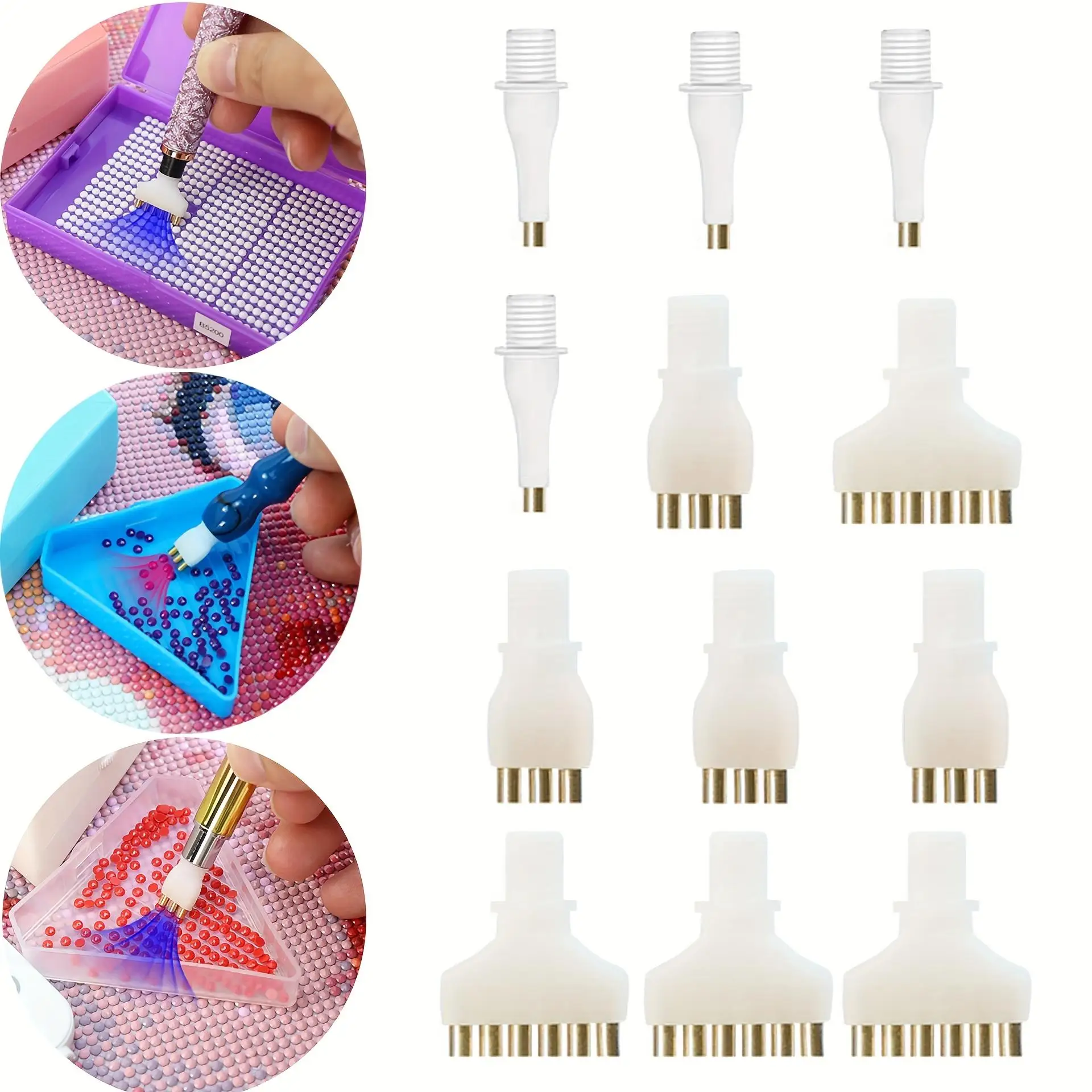 3-Piece Threaded Diamond Painting Pen Tip Replacement Kit Suitable for Vacuum Pump DIY Diamond Painting Pen Tips 5D Diamond Art Accessories Replacement Pen Set