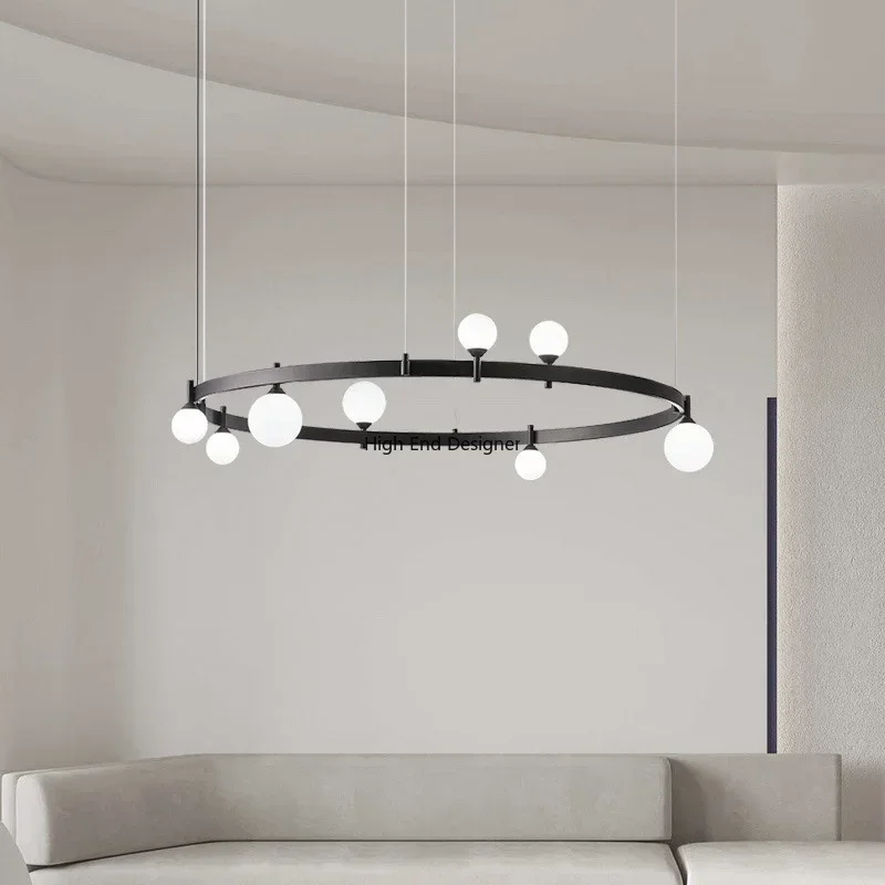 

Modern Circular Glass Ball LED Chandelier Living Room Restaurant Kitchen Bedroom Pendant Lamps Home Decoration Lighting Fixtures