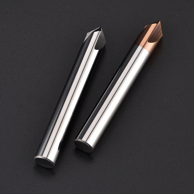 Mata Bor Chamfer Baja Karbida Tungsten HRC55 KH CNC, Mata Bor Ukir CNC 3 Alur dengan Lapisan TiSiN, Alur V untuk baja dan aluminium