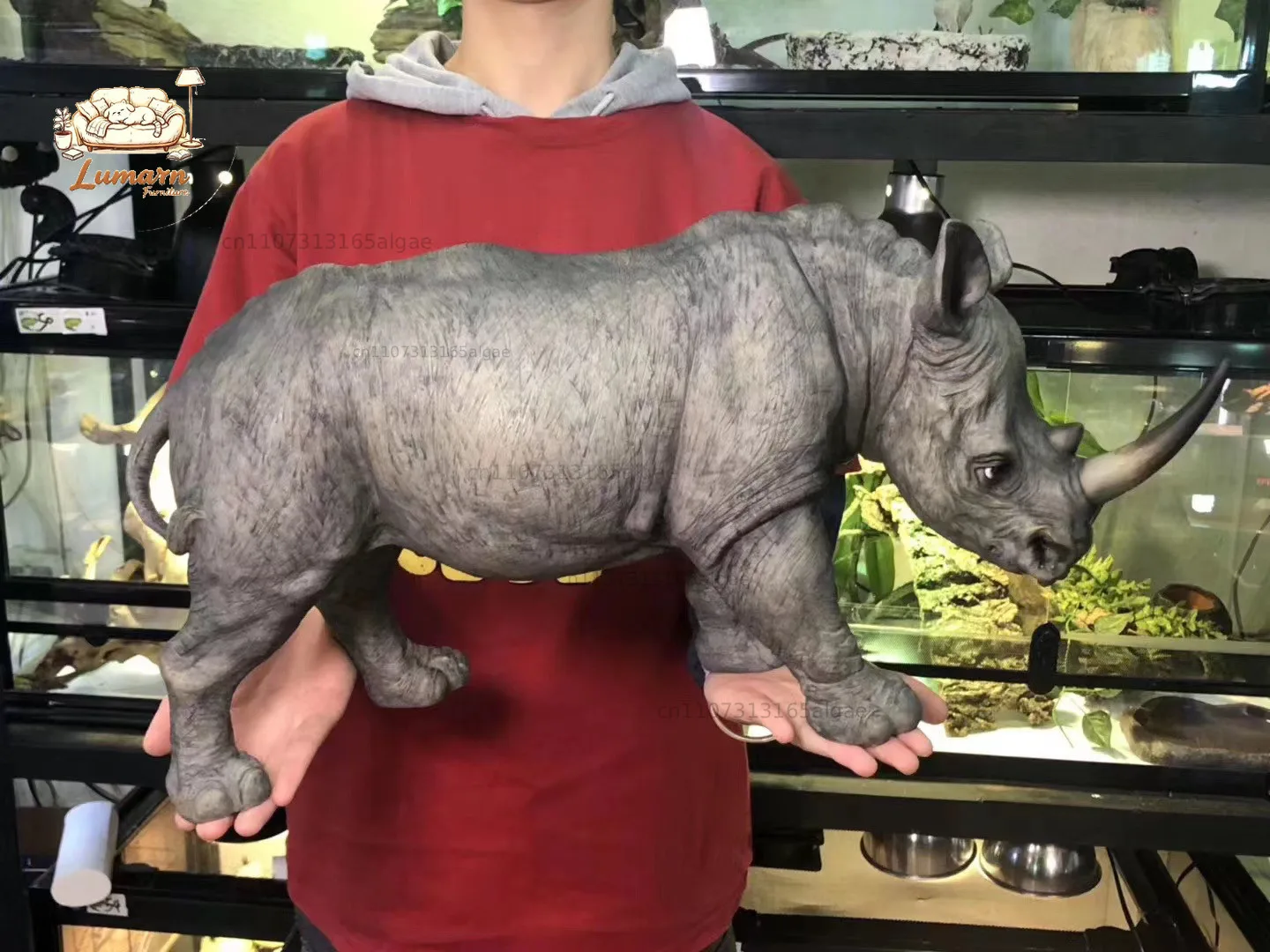 Light luxury simulation rhino ornament rhino realistic tide play model terrace homestay courtyard decoration animal sculpture