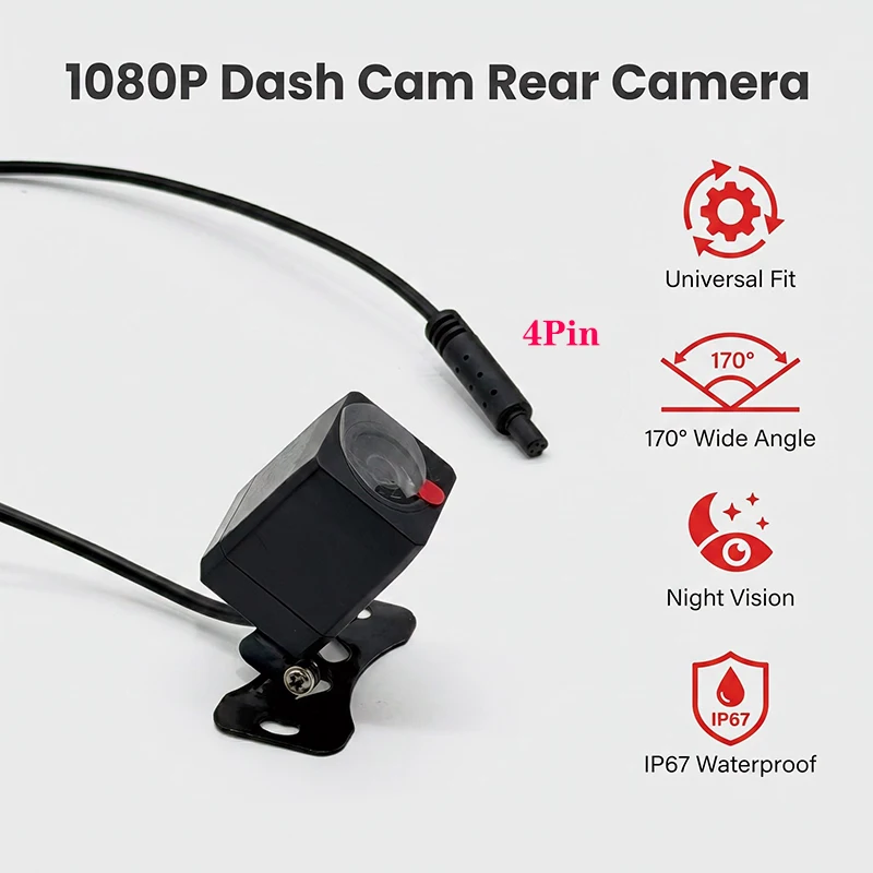 JISUIDA 4K Recording Car Camera DVR Night Vision Recorder 4Pin1080P HD Night Vision Reversing Camera Waterproof and Sunscreen