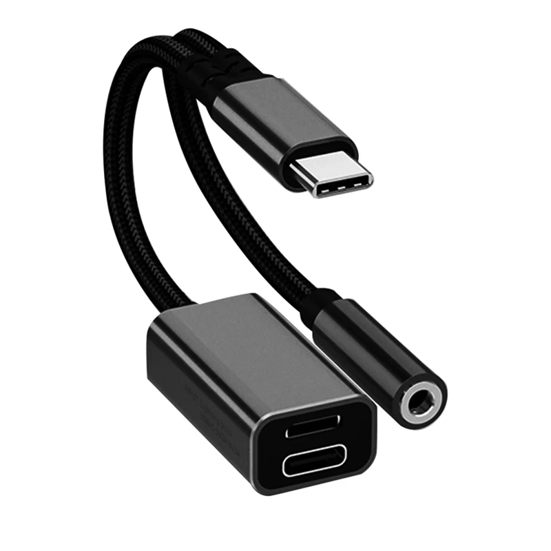 Аудиоадаптер 3в1 USB C на 3,5 мм/Type-C/IOS Aux PD Конвертер для наушников с быстрой зарядкой A