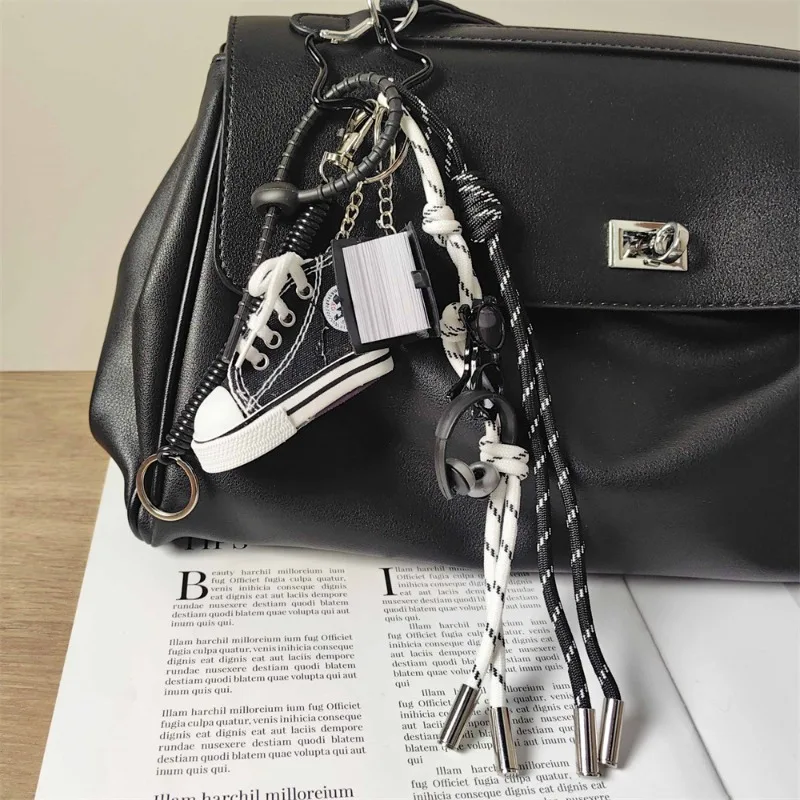 Ins Style Canvas Shoe Keychain Bible Book Pendant Woven Lanyard Versatile Trendy Banana Game Console Personalized Y2K Decoration