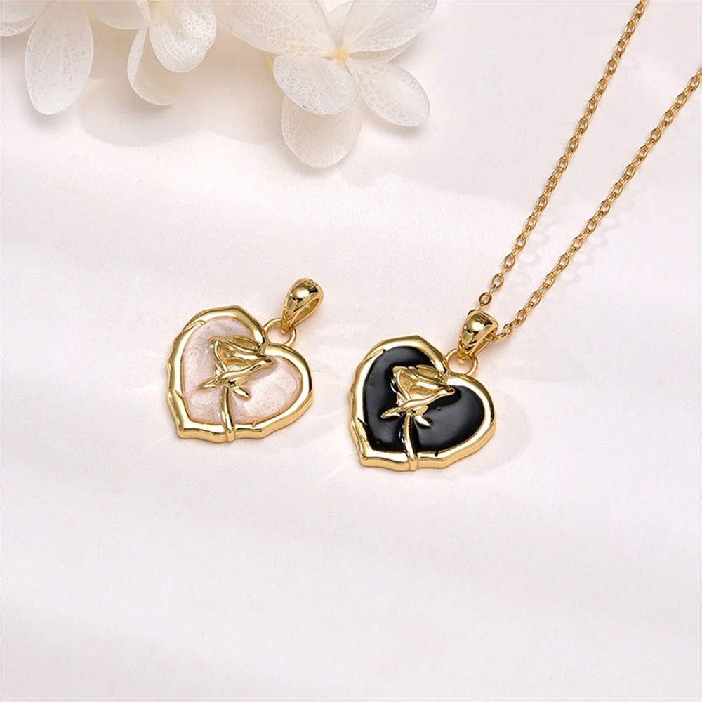 

Европейско-американское винтажное ожерелье из стерлингового серебра 925 пробы для женщин, подвеска с розой и эмалью, универсальная цепочка на ключицу премиум-класса Niche