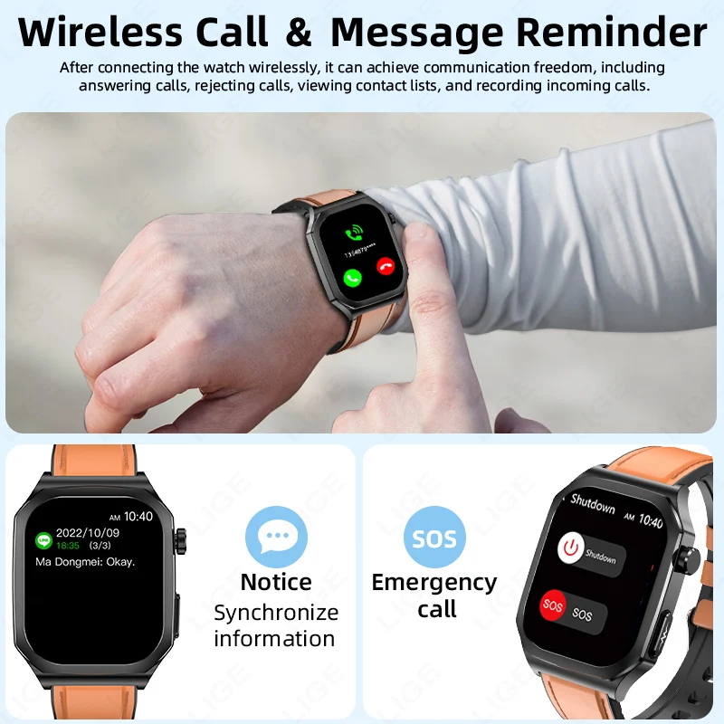 LIGE 2025 جديد ECG الدم الأكسجين معدل ضربات القلب مراقبة الصحة Smartwatch 2.04 "AMOLED شاشة كاملة تعمل باللمس IP68 مقاوم للماء ساعة ذكية #4